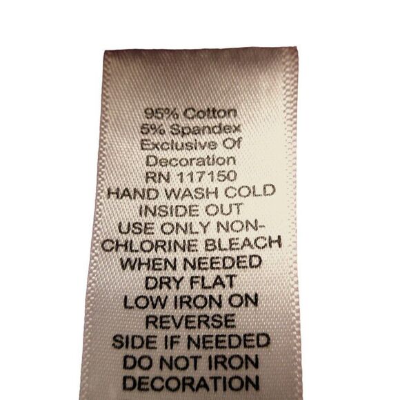 Quacker Factory Bright Pink Beaded V-Neck Pullover Cotton Stretch Top Sz M - Picture 5 of 5